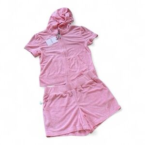 Juicy Couture Bling Velour Short Sleeve Hoodie & Short Set 💕